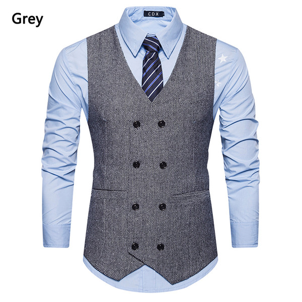 Custom Made Waistcoat Wedding Suits Vest Men Suits Grey Black Khaki Herringbone Tweed Slim Fit Best Man Groom Prom Plus Only Vest