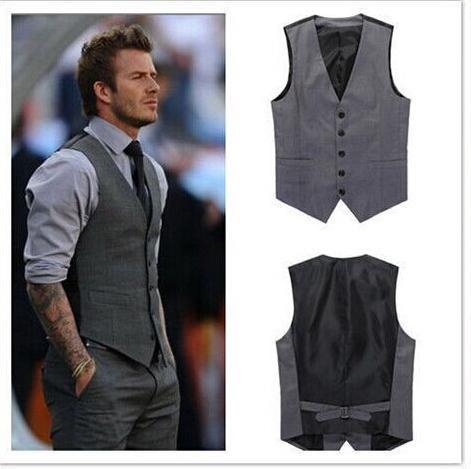 Tailored Mens' Grey Wedding Groom Vest Groomsmen Vest Casual Slim Men's Clothing Top Outfit