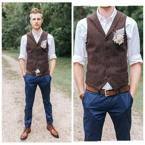 Retro Men Wedding Party Vests Tailor Made Slim Fit For Grooms Plus Size British Style Groom Wear Business Wear 2019 Custom Groomsmen Wear