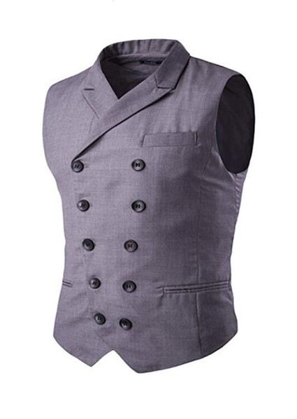 2019 Mens Slim Fit Business Casual Vest Tuxedos Waistcoat Double Breasted Smart Waistcoat Groom Vests Groomsmen Best Men Wear Custom Made