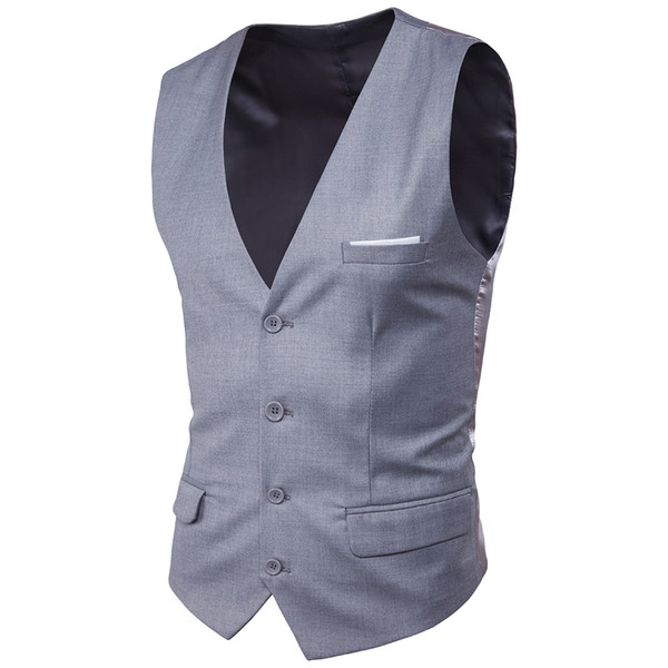 Customized new hot men's slim vest single-breasted fashion suit vest business casual fashion solid color men's suit vest