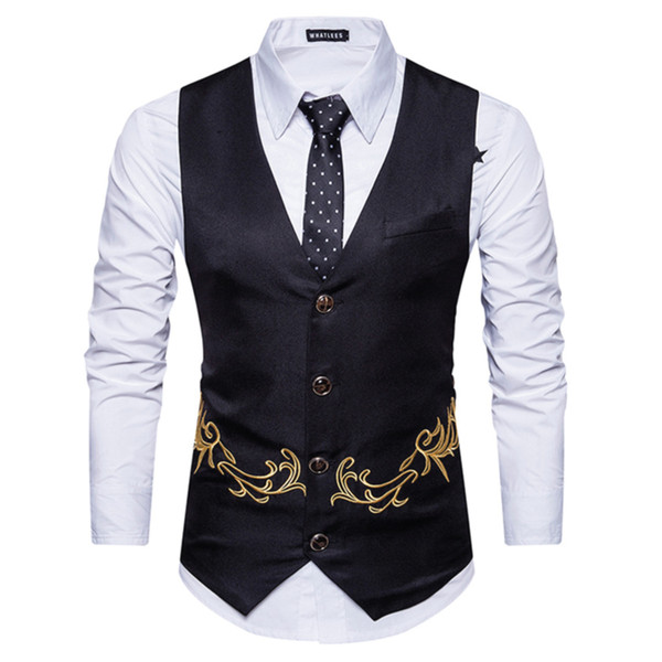 Men's style vest Fashion embroidery design mens lightweight vest Mens fitted vests Vest menswear Men's formal vests