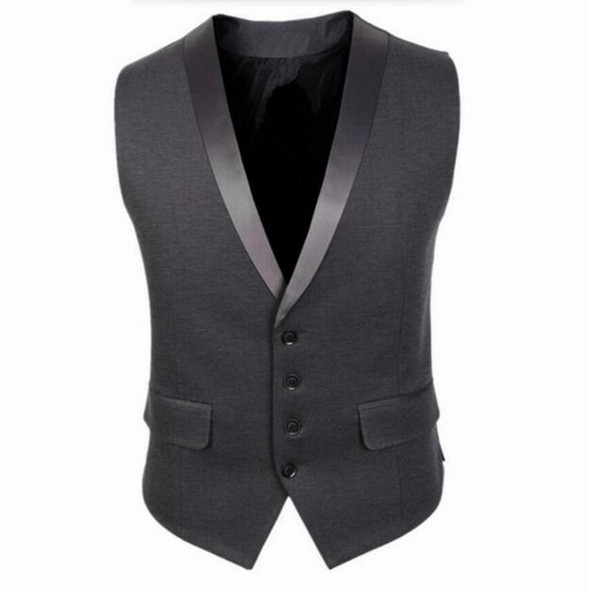 Black Men Suit Vest Four Buttons Grey Men's Fashion Wedding Waistcoat Single Breasted Mens Sleeveless Jacket