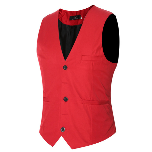 Autumn and winter new men's dress vest Slim single-breasted solid color large size vest wedding vest men's