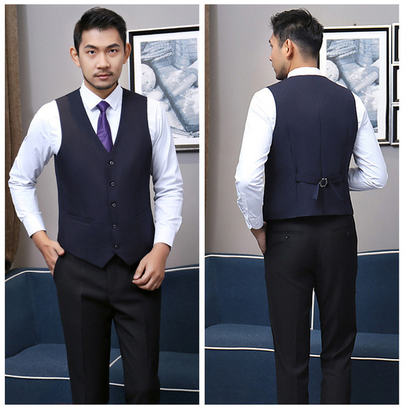 YD010 Wedding Vests Suit Vest Men's Suit Vests Spring and Autumn Waistcoat Dark Stripes Wool Material Casual Vest