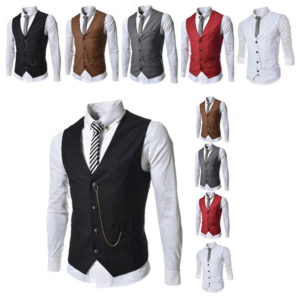 New Arrival Formal Men's Waistcoat Groom Tuxedos Wear Bridegroom Vests Casual Slim Vest Custom Made with Chain