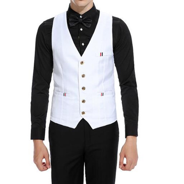 Customized new men's pocket stripes contrast suit vest men's casual fashion vest men's business formal suit vest