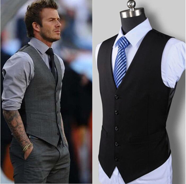 New Wedding Dress High-quality Goods Cotton Men's Fashion Design Suit Vest / Grey Black High-end Men's Business Casual Suit Vests for Groom