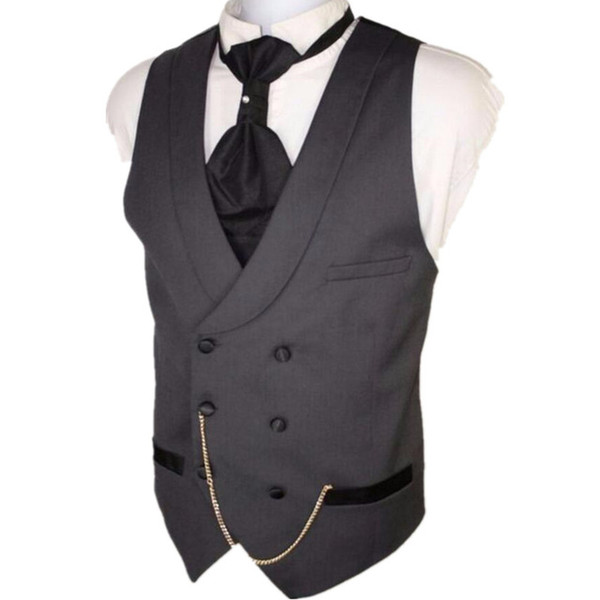 Custom Suit ma3 jia3 Made Dark Gray Men Suit Vests Slim Fit Formal Waistcoat For Man Wedding Prom Vest double-breasted