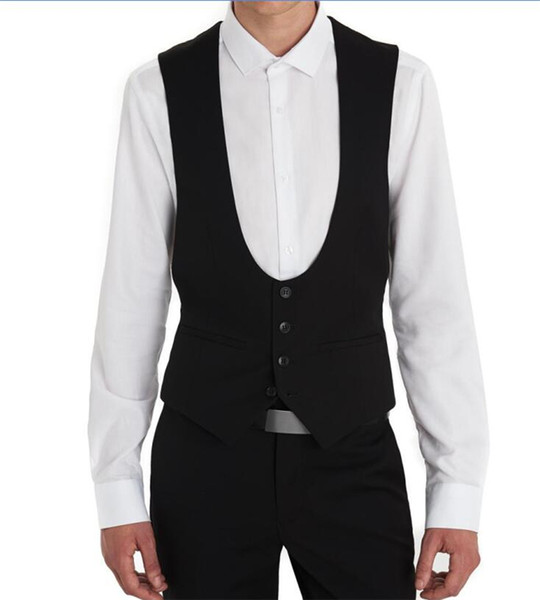 Black Wedding Groom Vests Regular Style Custom Made Formal Men Suit Vest Wedding Prom Dinner Waistcoat