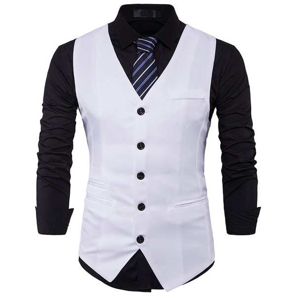 Customized new men's fashion Slim single-breasted solid color men's suit vest men's business suit suit vest