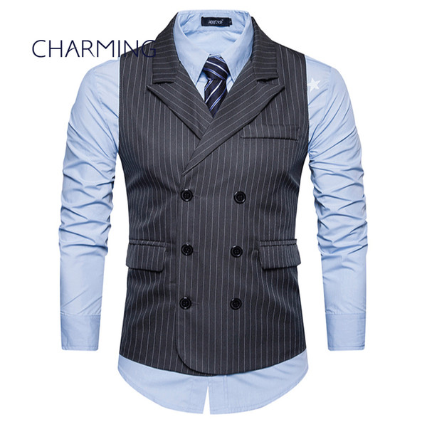 Sleeveless jacket mens vest Fashion stripe fabric design vest coat for mens Mens fitted vests Vest menswear Men's formal vests