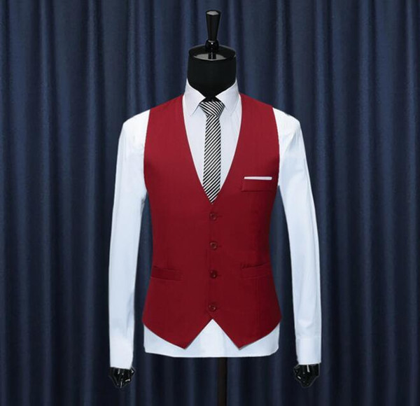 Hot Sales 2018 New Arrival Wholesale Royal Blue/Black/Red Grooming Career Suits Vests Men's British Business Suits Wedding Vintage