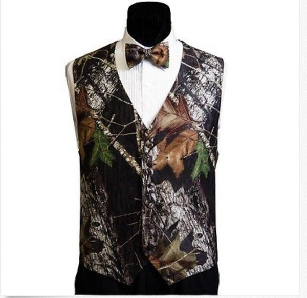 Hot V Neck Camo Mens Wedding Vests Outerwear Groom Groomsmen Vest Realtree Spring Camouflage Slim Fit Mens Vests