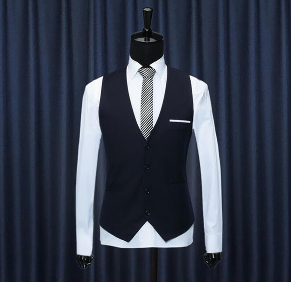 2018 New Arrival Wholesale Grooming Career Suits Vests Men's British Business Men's Suits Vest Waistcoat Wedding Vintage Hot Sales