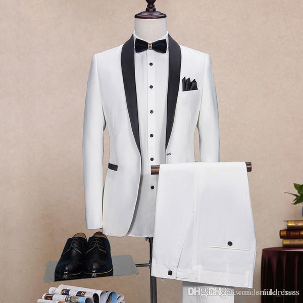 Custom Made Groom Tuxedos Slim Fit 2017 Groomsmen Best Man Prom Suit 3 Piece Wedding Men Suits Bridegroom Fomal Wear (Jacket+Vest+Pants)