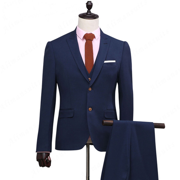 Navy Suits for Men Suits Men Groom Tuxedos Terno Business Suit As Wedding Suit Tailor Suit Blazer (Jacket+pants