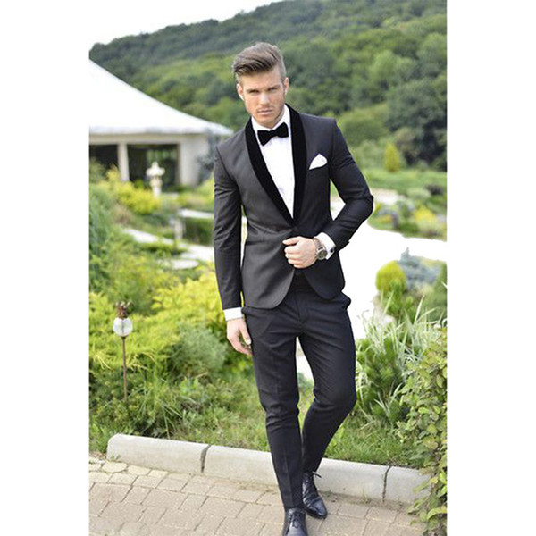 Slim Fit Groom Suit Black Groom Tuxedo Custom Made Wedding Suits For Groom Tuxedos Prom Suit (Jacket+pants)