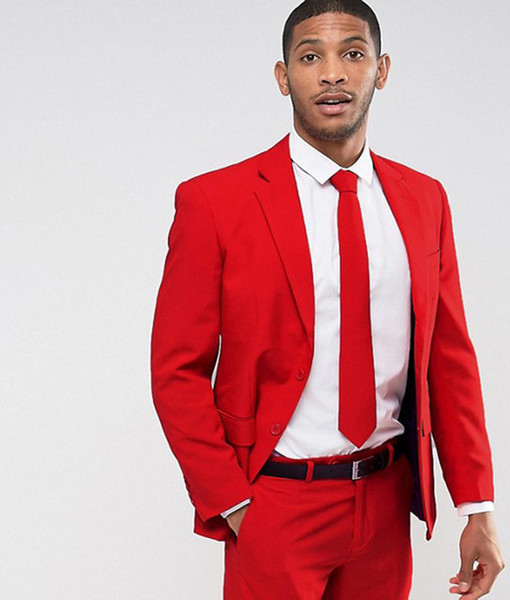 Red Man Suit Slim Suit England wedding Custom Made Groom Tuxedos Groomsman Suit Smart Casual Suits Groomsman Blazers (jacket+pants)