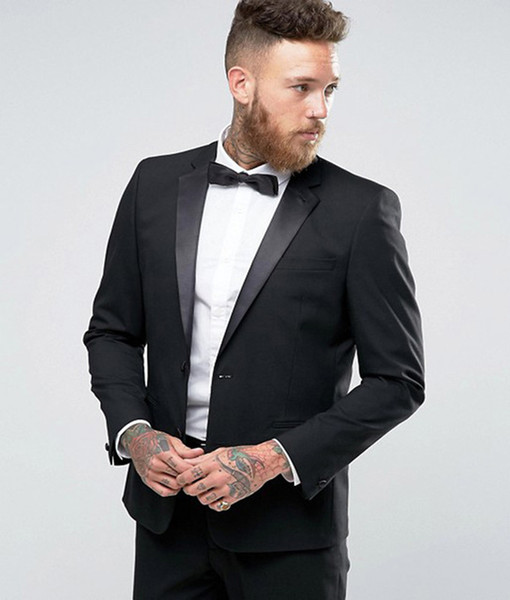 Custom Made Man Suit Slim Tuxedo Black Groomsman Suit 2 Buttons Wedding Suits England Suits Groomsman Blazers(jacket+pants)