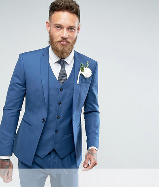 Skinny Wedding Suit Blue England Suits Groom Tuxedos light Blue Man Blazer Groomsman Suit Custom Made Man Suit (jacket+pants+vest)