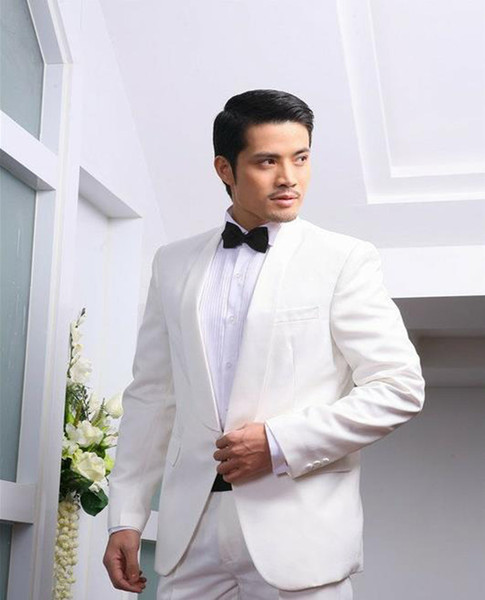 Shawl collar suits costumes male chorus singer white mens stage clothes Wedding suit Tailor Suits (Jacket+pants)