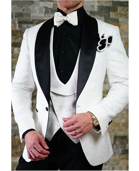 New Arrival Men Suit 3 Pieces Formal Jacquard Men Suits for Wedding Custom Groom Tuxedos Business Suits(Jacket+Pants+Vest)