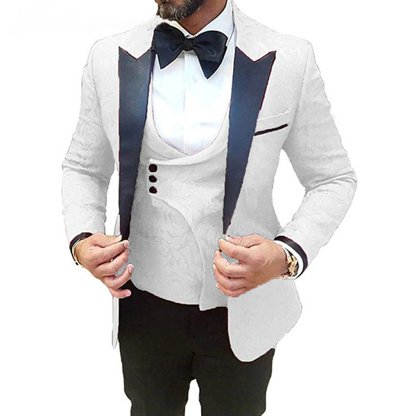 Latest Coat Pant Designs Business Party Suits Men Formal Groom Pattern White Suit Slim Fit Mens Tuxedo Wedding Suit For Men