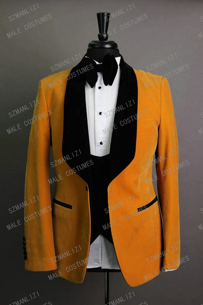 New Brand Custom Made Formal Velvet Suit For Men Slim Fit Groom Blazer Groomsmen Slim Fit 3 Piece Prom Tuxedo Wedding Suits