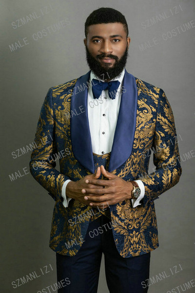 Navy Blue Men Wedding Dress Suit Tailored Slim Fit Tuxedo Groom Formal Dinner Party Suit Mens 3 Piece Wedding Best Man Suit