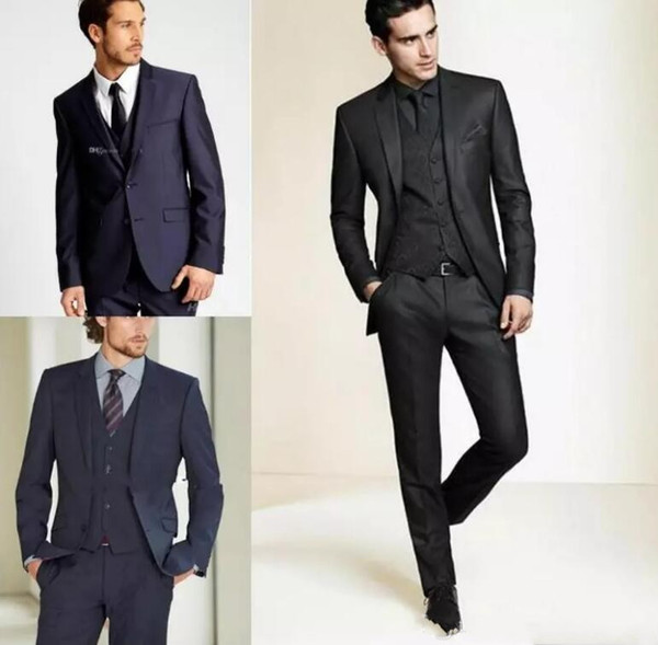 New Formal Tuxedos Suits Men Wedding Suit Slim Fit Business Groom Suit Set S-4 XL Dress Suits Tuxedo For Men (Jacket+Pants)