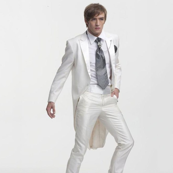 White Italian Tailcota Wedding Men Suits Groom Wear Slim Fit Terno Tuxedos 2 Pieces (Jacket+Pants) Groomsman Prom Suits Costume Homme