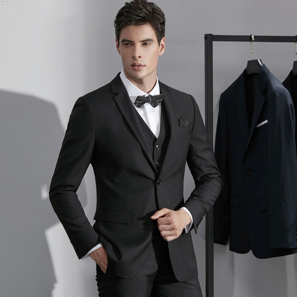 Slim Fit Wedding Suits Groom Tuxedos 3 Pieces (Jacket+Pants+Pants) Business Bridegroom Men Suits Best Man Blazer