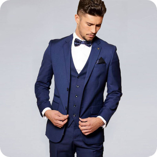 Custom Made Royal Blue Men Suits for Wedding Groom Tuxedos Slim Fit Best Man Blazers Jacket 3Piece Latest Coat Pant Designs Costume Homme