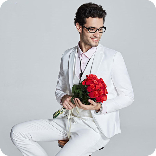 White Men Suits Tailored Burgundy Slim Fit Grey Groom Wedding Tuxedos Groomsmen Wear Bridegroom Best Man Blazers 3Piece Jacket Costume Homme