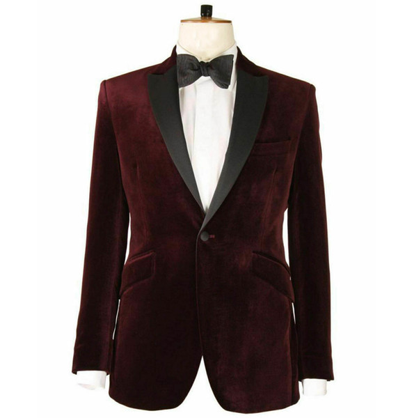 Men's Burgundy Velvet Dinner Blazers and Black Pants Grooms Tuxedo Velvet Jacket Custom Made Man Suit Tailor Suit Blazer 2 Pieces