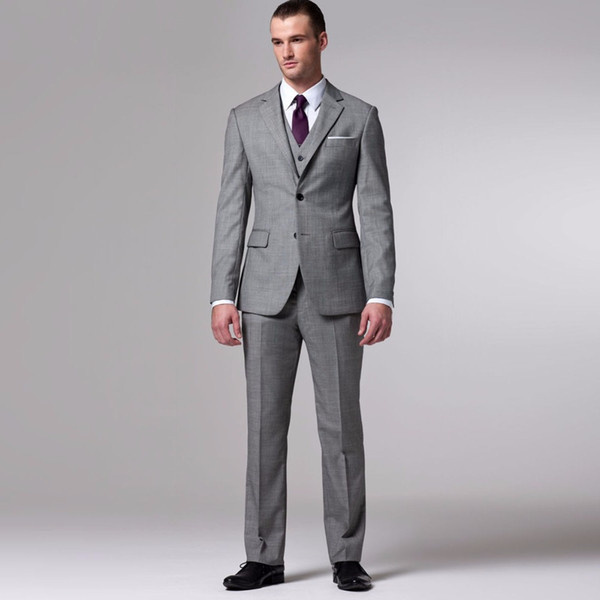 Gray Groom Suit Custom Made Grey 3Psc Wedding Suits For Men Bespoke Vintage Gray Tuxedo Gray Wedding Tuxedo