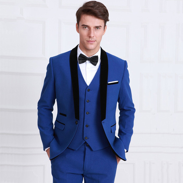 Latest Coat Pant Designs Navy Blue Men Suit Slim Fit Tuxedo 3 Piece Groom Formal Blazer Simple Custom Man Suits