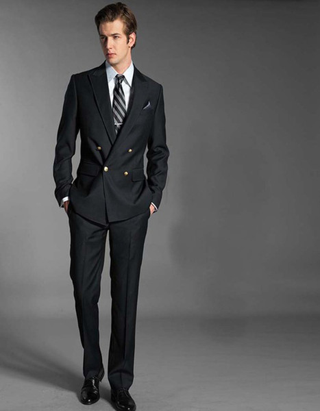 Double Breasted Wedding Suit 2Psc Groom Tuxedos Groomsman Suit Notched Lapel Custom Made Man Suit for Man Clothes (Jacket+pants)