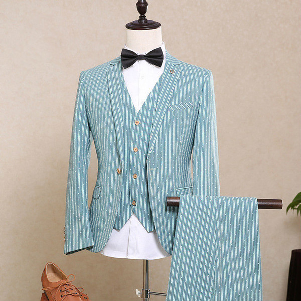 Solovedress Men's Suit 3 Pieces Slim Fit One Button Blazer Groomsmen Suits Wedding Suits Bridegroom (Jacket+Pants+Vest)