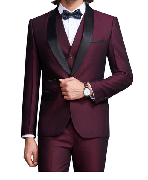 High Quality Custom Made Groom Tuxedos Groomsmen Slim Suits Fit Best Man Suit Wedding/Men's Suits Bridegroom Groom Wear (Jacket+Pants+Vest)