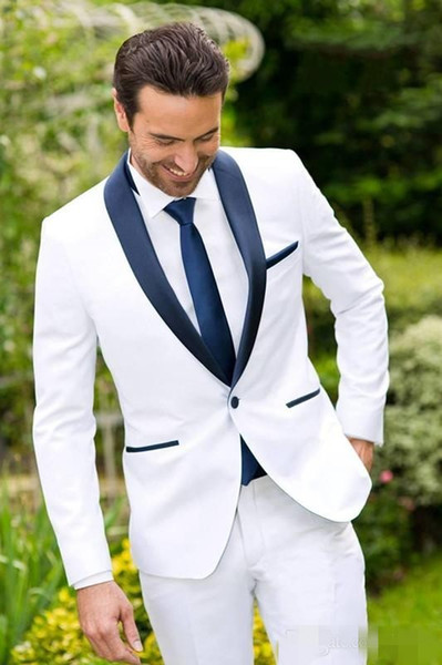 New Classic Design White Groom Tuxedos Groomsmen Best Man Suit Mens Wedding Suits Bridegroom Business Suits (Jacket+Pants+Tie)