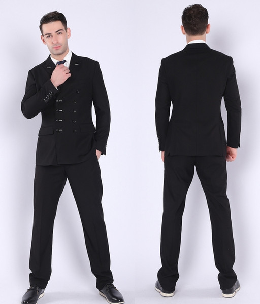 Fashion New Design Double Breasted Navy Men's Professional Business Suits Two Pieces Bridegroom Wedding Men Suits (Blazer+Pant)