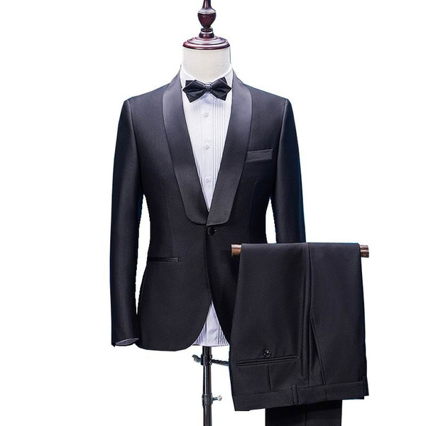 Men Wedding Suits Fit One Button Two Pieces with Pants Wool Blend Tuxedos Fashion Groom Business Career Suits