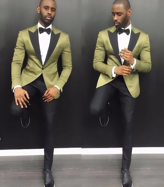 Latest Design Olive Green Wedding Tuxedos Informal Party Prom Suits For Men Custom Made Wedding Groom Suits(Jacket+Pants)