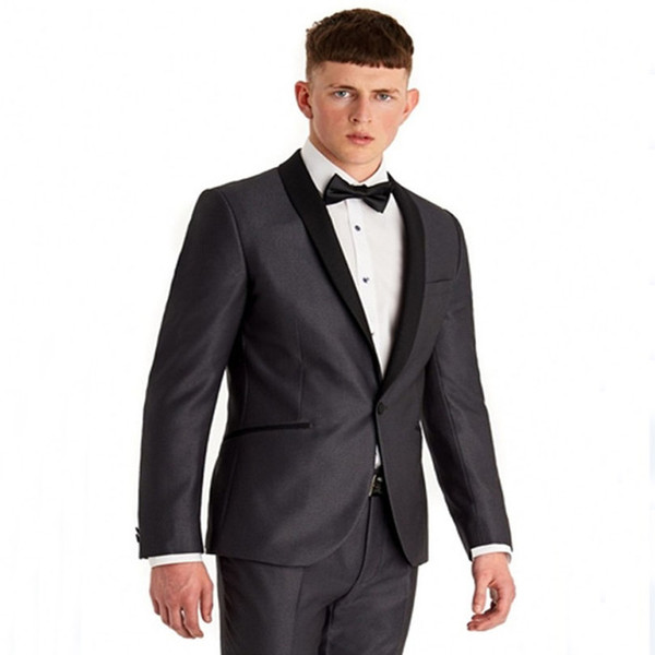 New Design Blazer Men's Brand Suit Groomsmen Shawl Lapel Groom Tuxedos Wedding Dress Suits For Man (Jacket+Pants+Bow Tie)