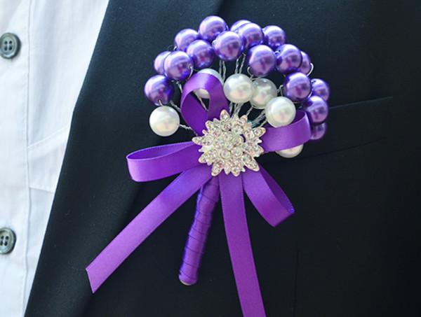 2015 New Wedding Decoration artificial flower corsage corsage the bridegroom bride corsage Pearls Silk Rose Free shipping