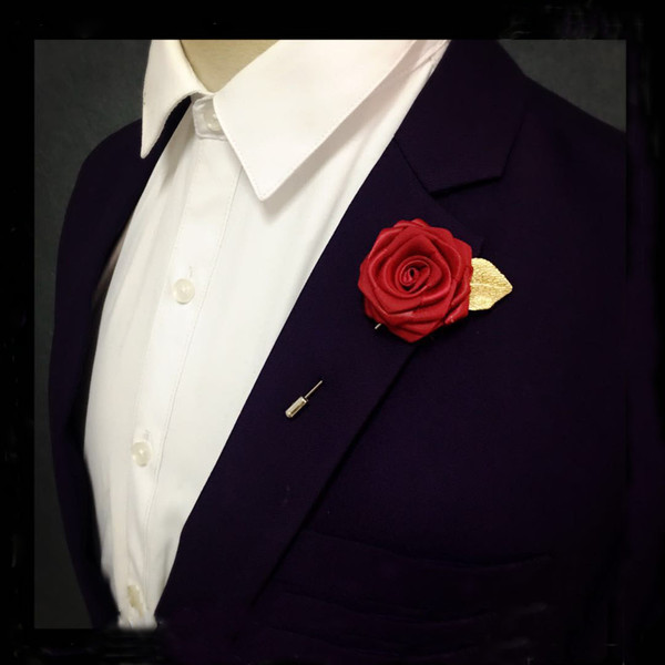 Groom Handmade Rose Brooch Men And Women Brooch Suit Shirt Groom Best Man Brooch Collar Needle Pin Coat Host Wedding Without Box