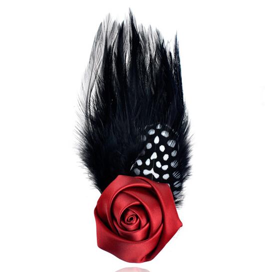Exquisite Bride And Groom Fashionable Brooch Beautiful Handmade Feather Rose Brooch Pretty Feather Corsage For Suit
