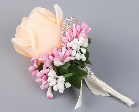 Lovely Multicolor Rose Flowers Wedding Groom Brooch For Men Wedding Party Wear Decoration Bridegroom Corsage Accessories Wedding Supplier